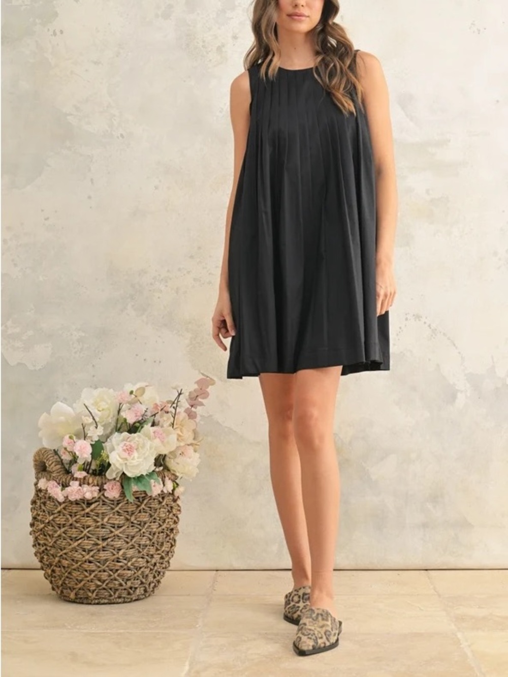 Miou Muse Black Sleeveless Pleated Mini Dress *MOVING SALE*